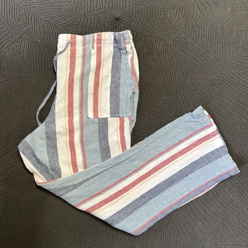 ALEXANDER JORDAN, Sz L, Striped Linen Blend Pants w/Drawstring & Pockets